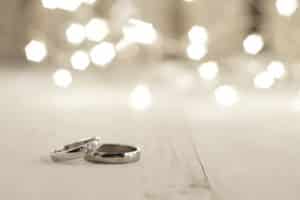 A Silver Wedding Ring Set