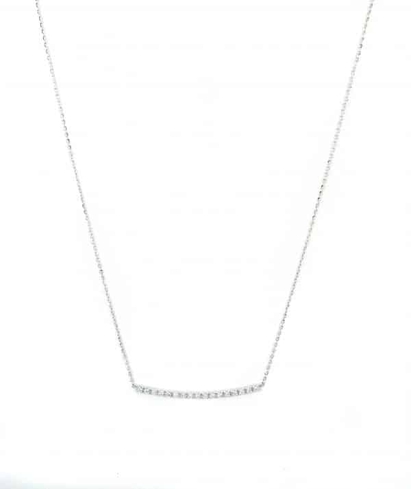 Lady's White 14 Karat Horizontal Bar Necklace With 0.34Tw Round Diamonds