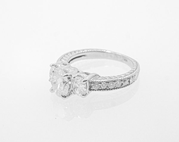 White 14 Karat 3 Stone Engagement Ring
