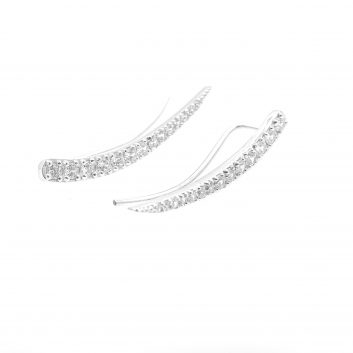 Lady's White 14 Karat Climber Earrings With 0.50Tdw Round Diamonds