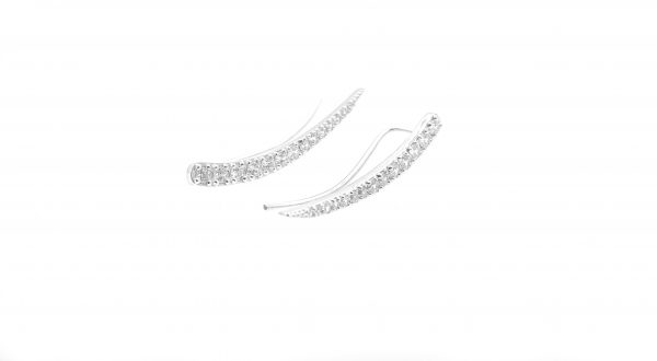 Lady's White 14 Karat Climber Earrings With 0.50Tdw Round Diamonds