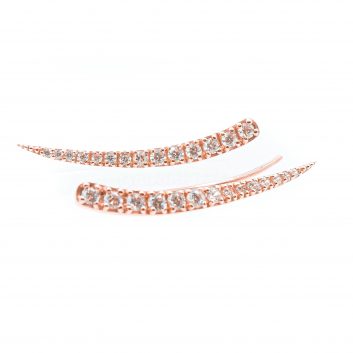 Lady's Rosé 14 Karat Climber Earrings With 0.50Tdw Round Diamonds