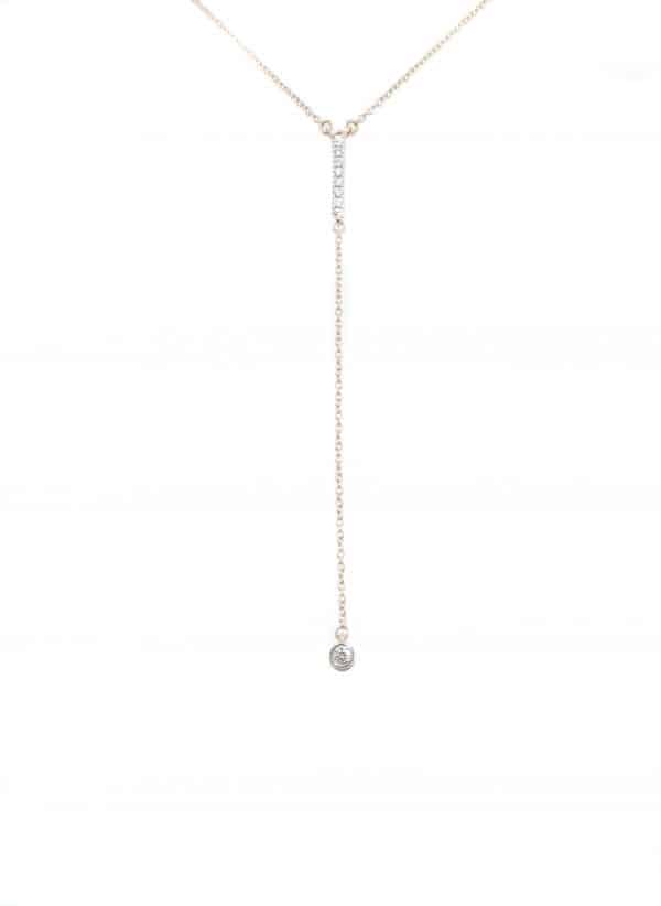 Lady's Rosé 14 Karat Y Chain Necklace w/ diamond drop