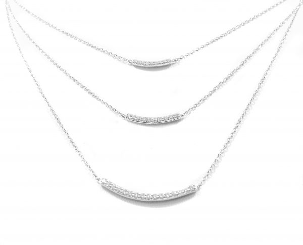 Lady's White 14 Karat 3 Tier Necklace With 0.40Tw Round Diamonds
