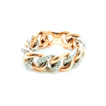 Luxury Diamond Rose and White Gold Cuban Ring