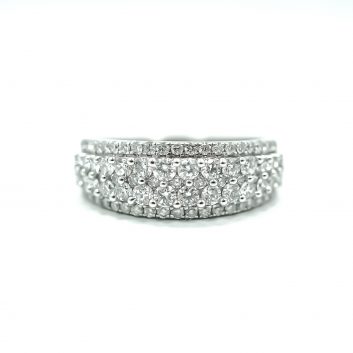 Lady’s White 14 Karat Cluster Fashion Ring With 1.00Tw Round Si1 Diamonds