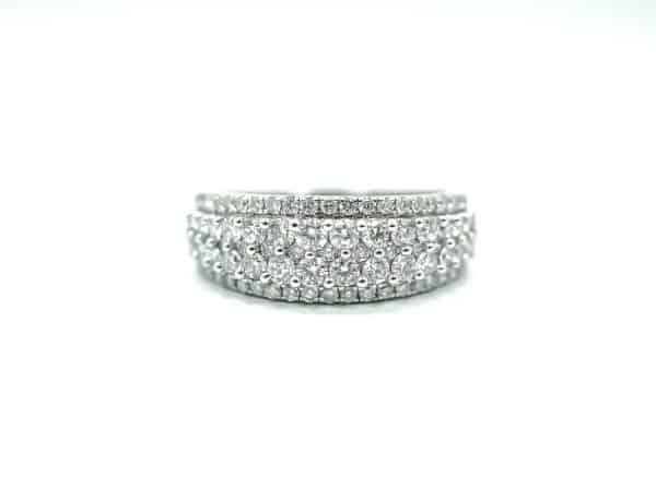 Lady’s White 14 Karat Cluster Fashion Ring With 1.00Tw Round Si1 Diamonds