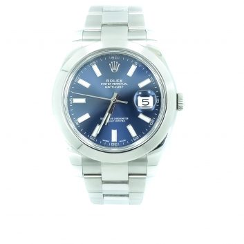 Rolex 41mm Stainless Steel Datejust with Polished Bezel Blue Dial