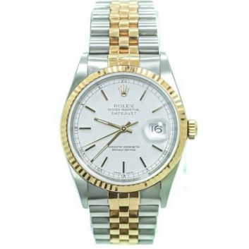 Rolex 36mm Datejust Stainless Steel Two Tone Jubilee, White Dial