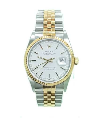 Rolex 36mm Datejust Stainless Steel Two Tone Jubilee, White Dial