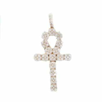 Lady's White 18 Karat LV Heart Pendant With 2Tw Round Diamonds