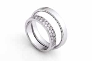 close up image of eternity ring set