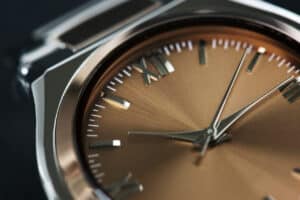 close up view of one of many men's designer watches